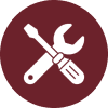 Repair tools symbol on maroon background